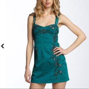 Free People teal embroidered dress